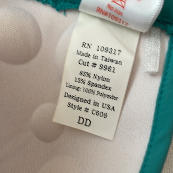 Swim Systems triangle bikini top. Size DD. Color Teal. - Picture 5 of 5